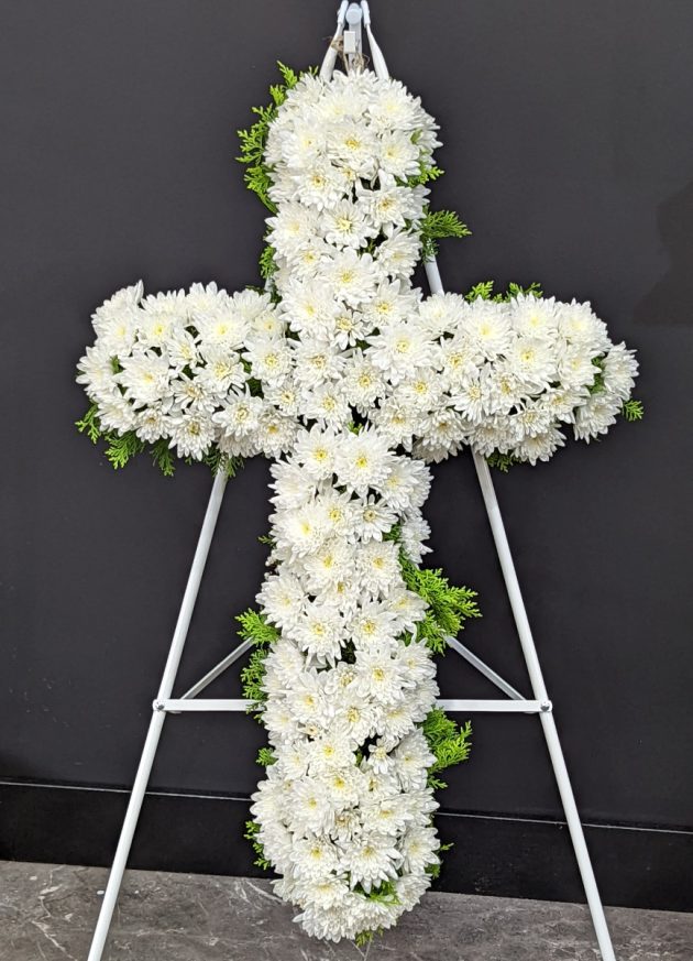 White Chrysanthemum Cross - Image 2