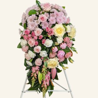 pink and white teardrop funeral tribute sydney