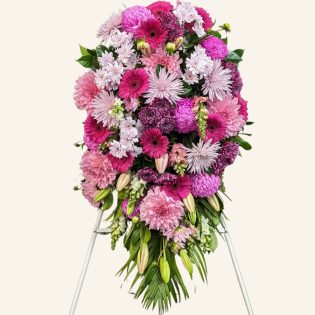 pink and purple teardrop funeral tribute sydney