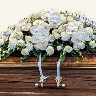 White elegant casket flowers Glory